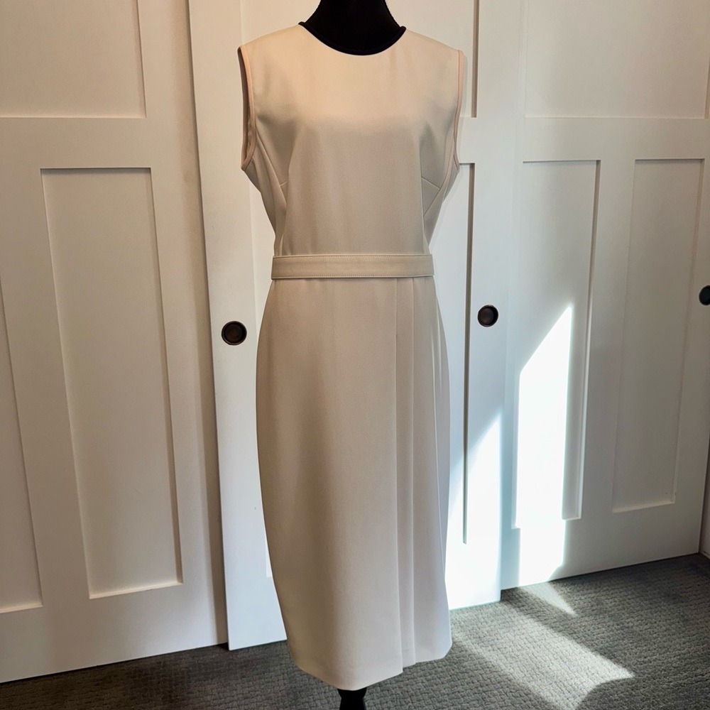 MaxMara Cream Pink Sleeveless Sheath Midi Dress